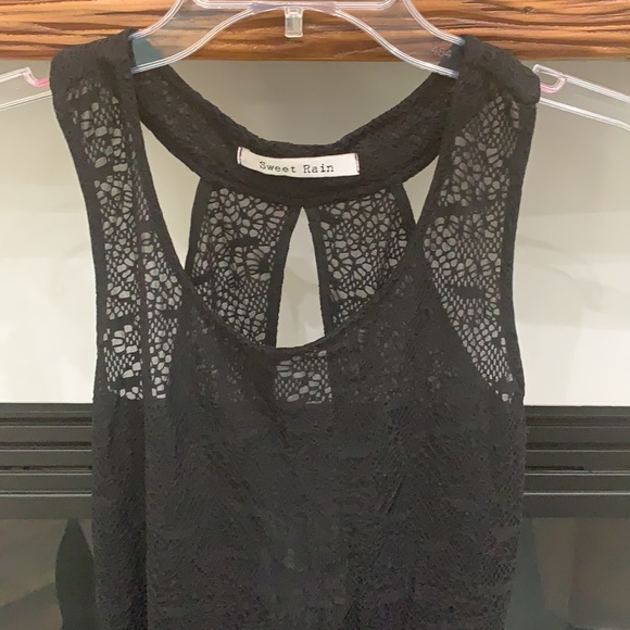 {Sweet Rain}Sz S Sheer Black Peplum Top - Picture 3 of 8